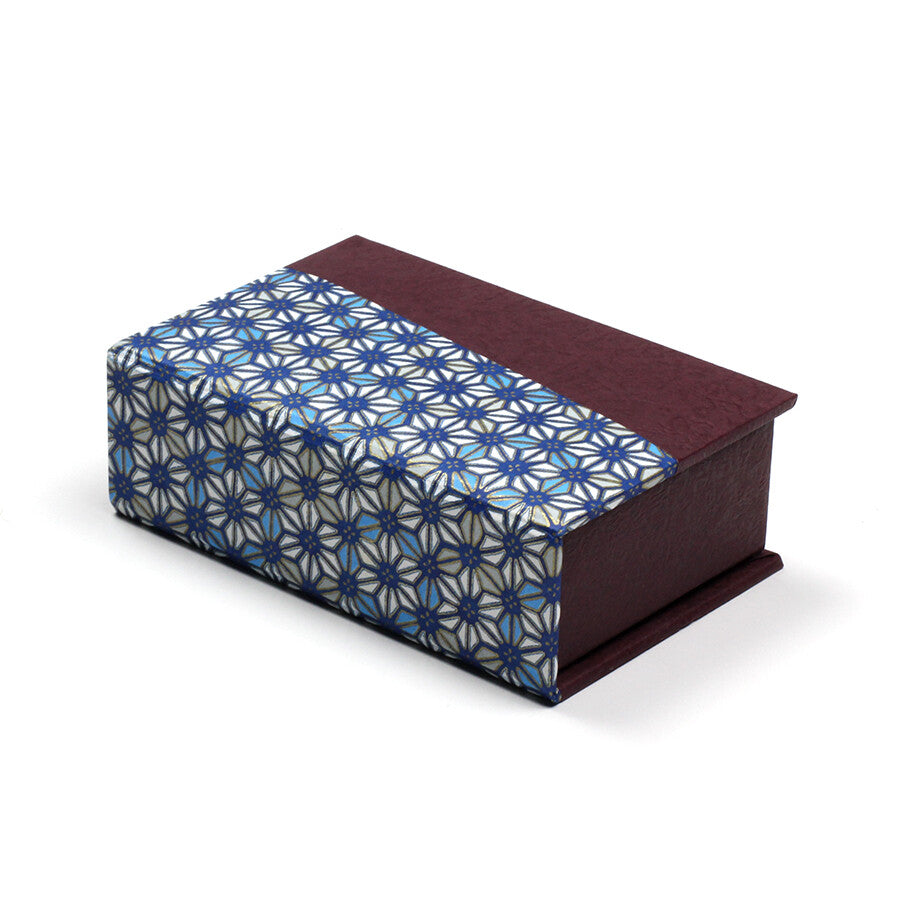 Yuzen Paper Card Box || Hemp Leaf Blue