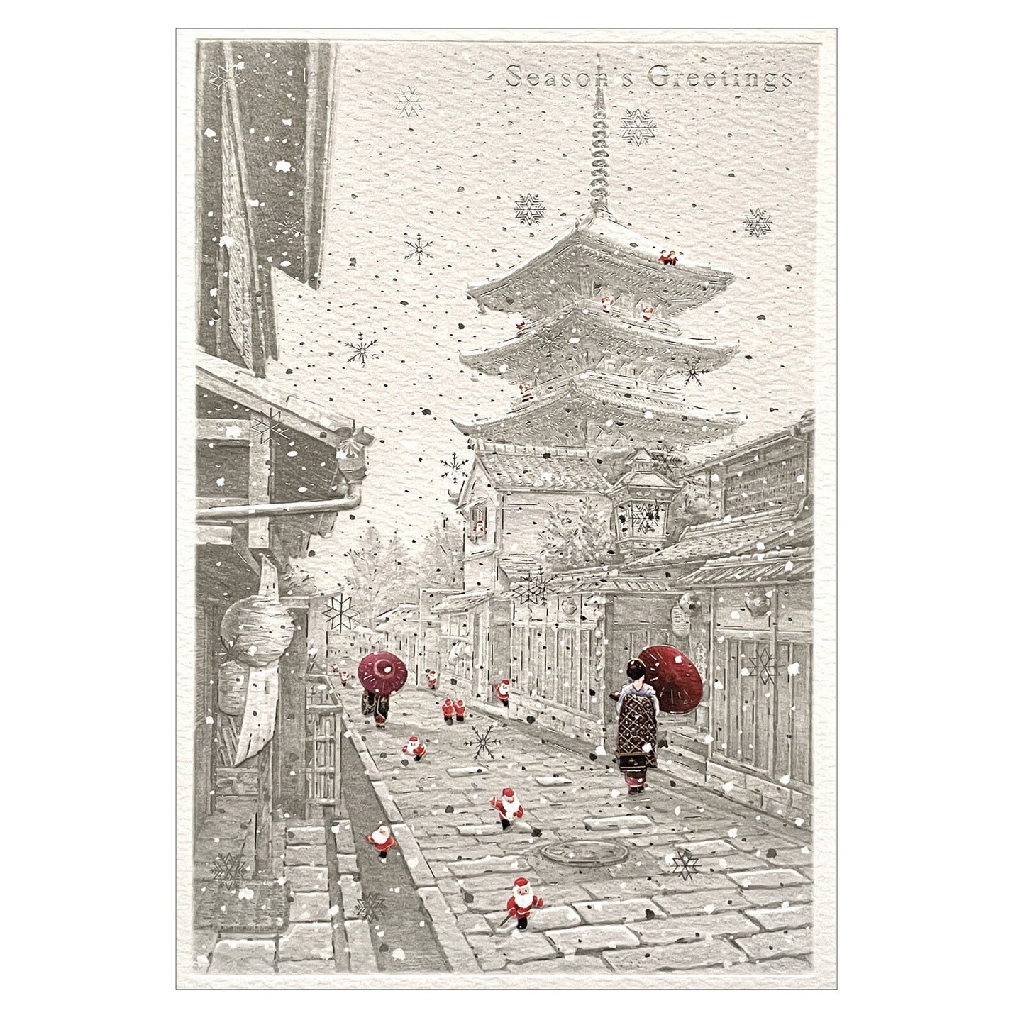 Mini Santa Christmas Card with Envelope - Kyoto
