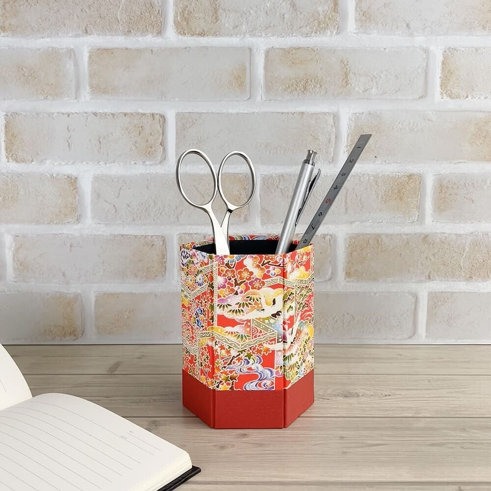 Wagamikoji - Foldable Hexagonal Pen Holder, Folding Screen Pattern