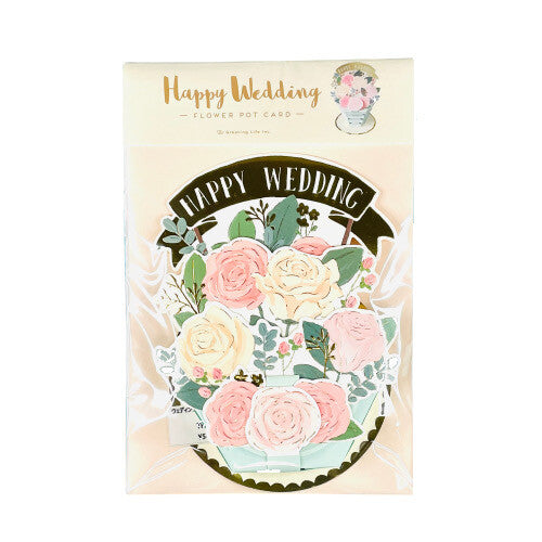 3D Flower Pot Pop-Up Wedding Card