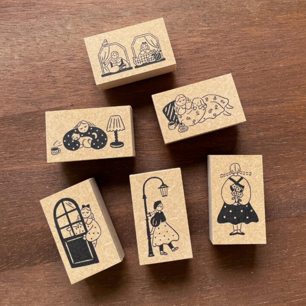 Marle-Chan Illustration Stamp By Street Lamp