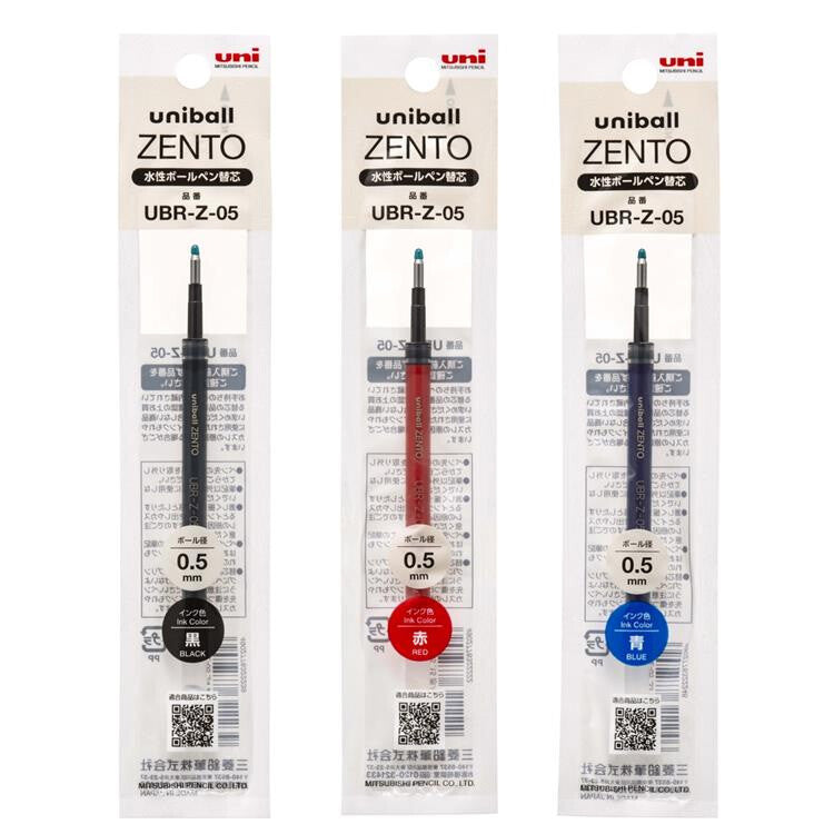 Mitsubishi Uni-Ball Zento Ballpoint Pen Refill Black, Blue, Red 0.5mm