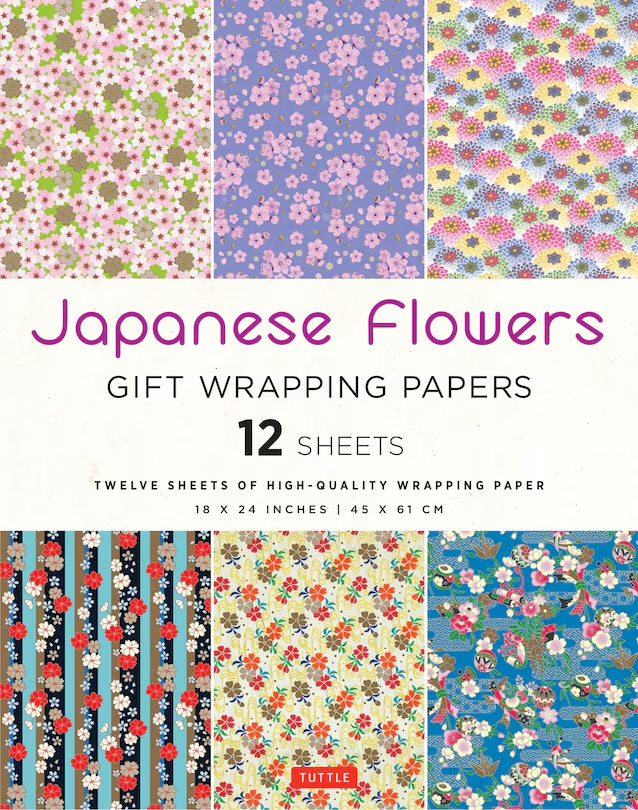 Japanese Flowers Gift Wrapping Papers - 12 sheets: 18 x 24 inch (45 x 61 cm) Wrapping Paper