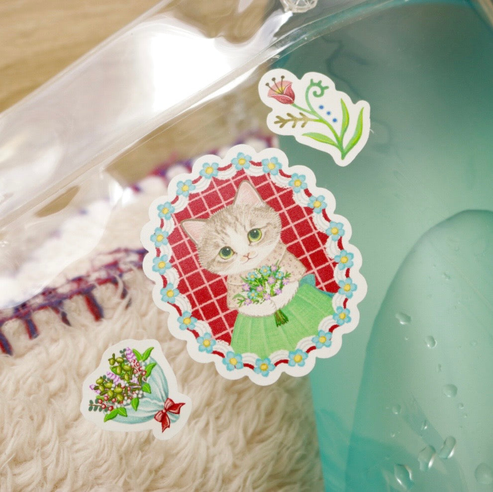 SANBY x Arisa Shimoda Multi-Sticker - Flower and Cat