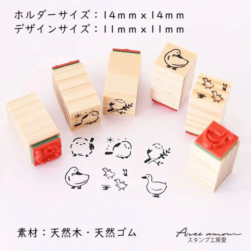 Mini Stamp Set of 6 Shimaenaga and duck
