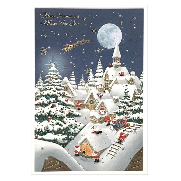 Mini Santa Christmas Card with Envelope - Moonlight Delivery