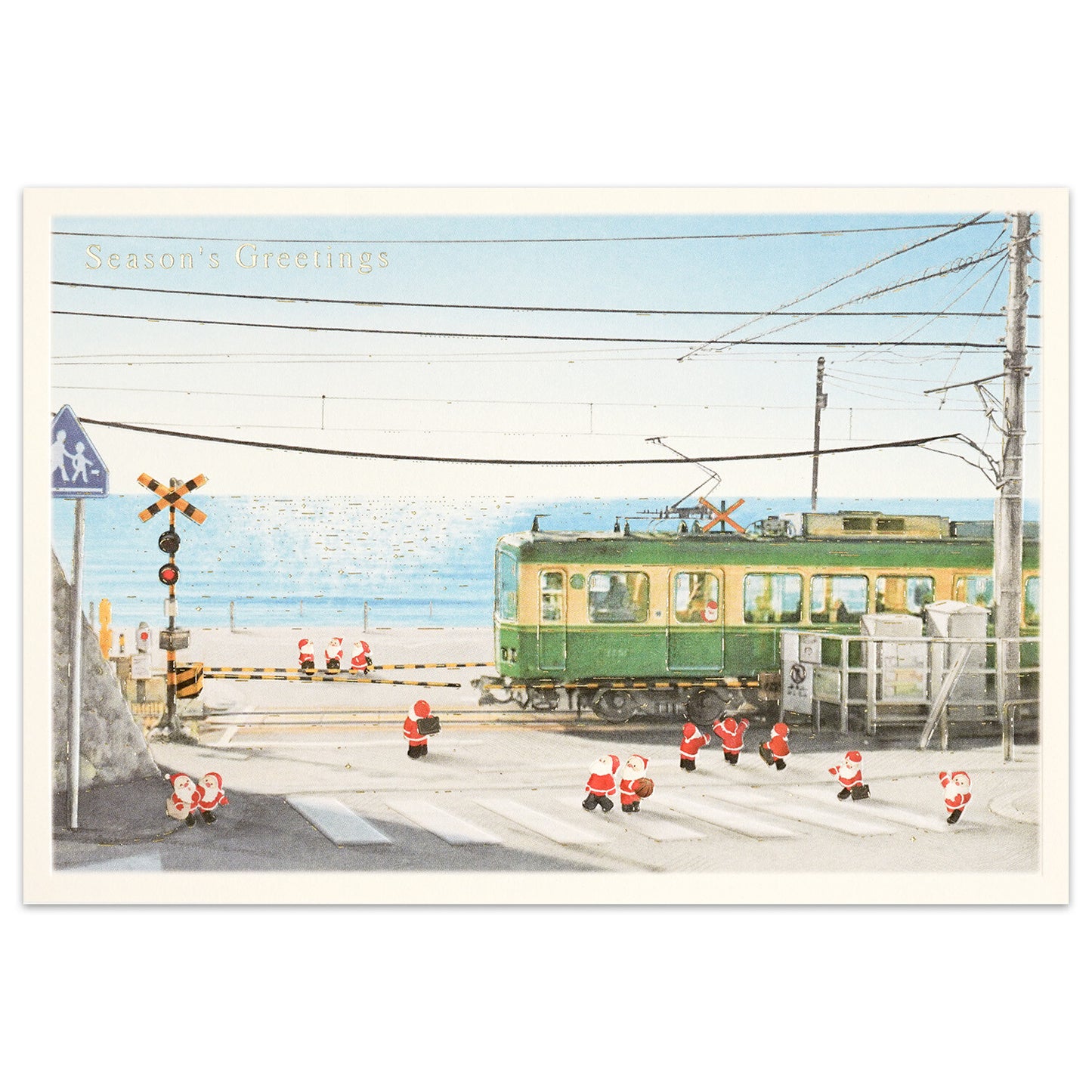 Mini Santa Christmas Card with Envelope - Kamakura Train