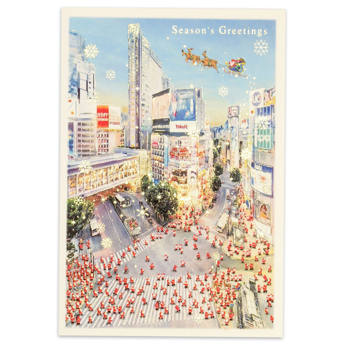 Mini Santa Christmas Card with Envelope - Shibuya Crossing