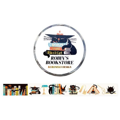 [Kuroneko Design] Cozyca Washi Tape - Robin’s Bookstore