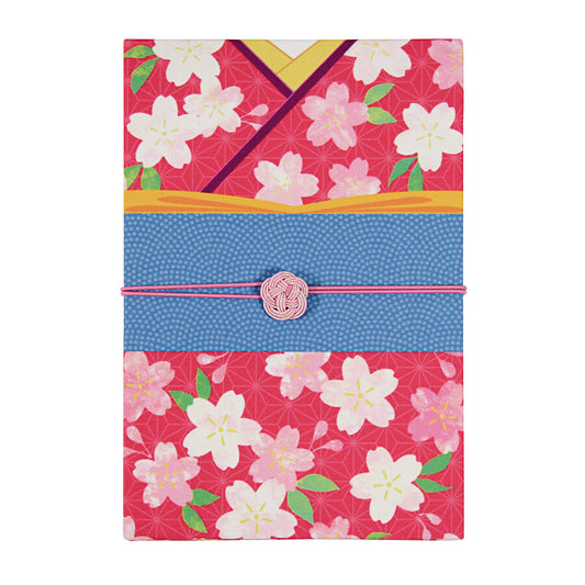 Wagamikoji - Accordion Paper Notebook Harin Cherry Blossom Kimono