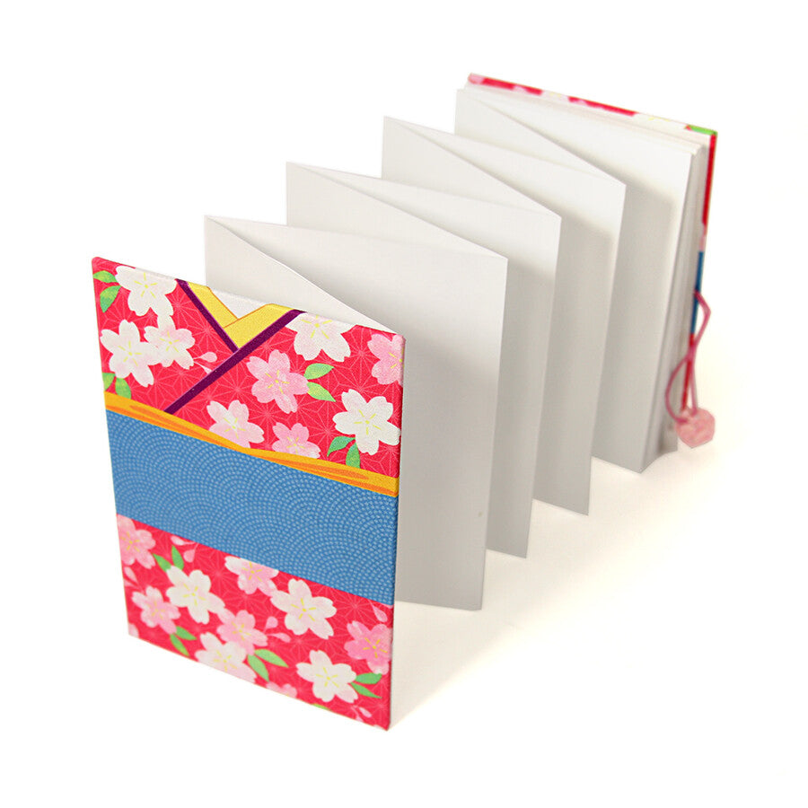 Wagamikoji - Accordion Paper Notebook Harin Cherry Blossom Kimono