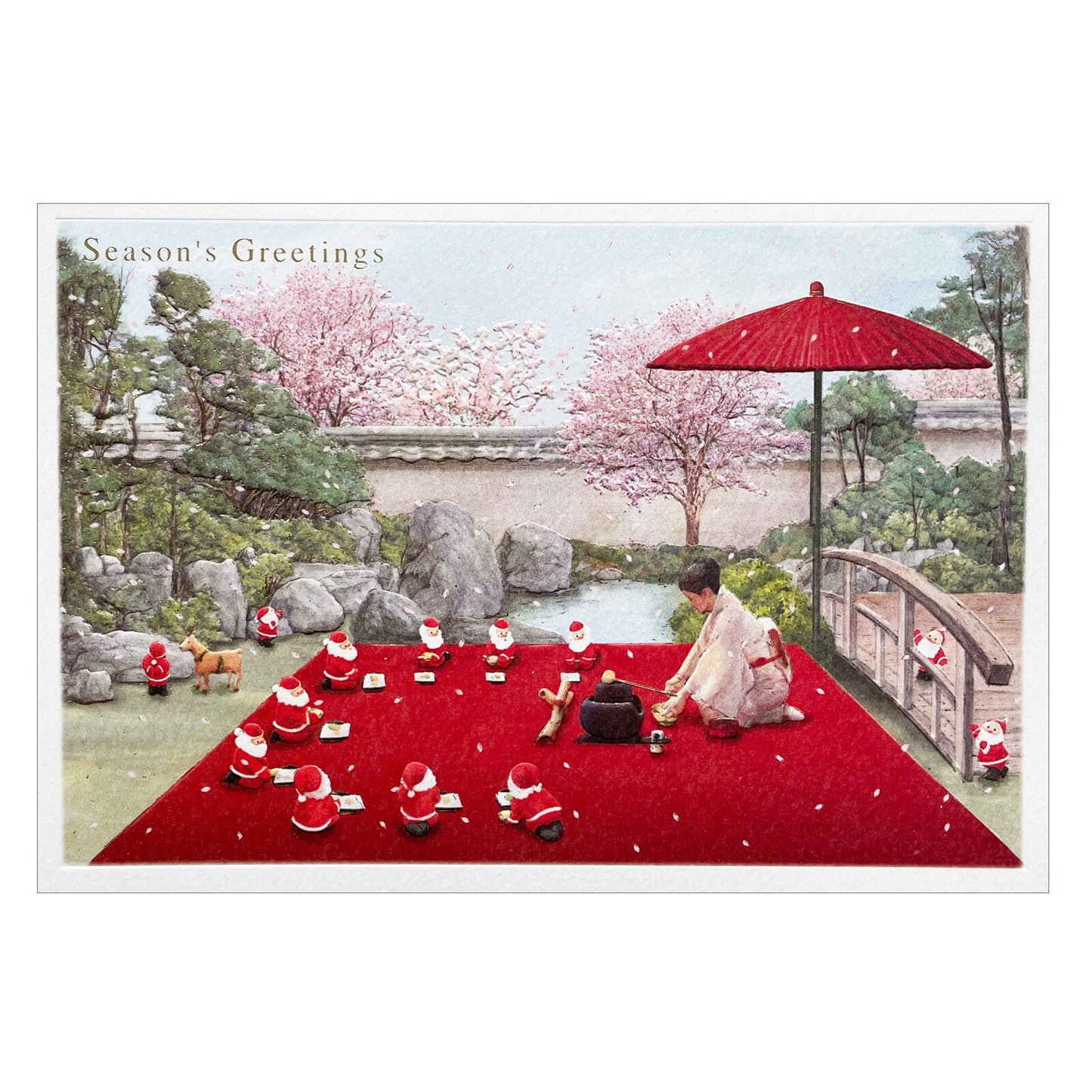 Mini Santa Christmas Card with Envelope - Tea Party