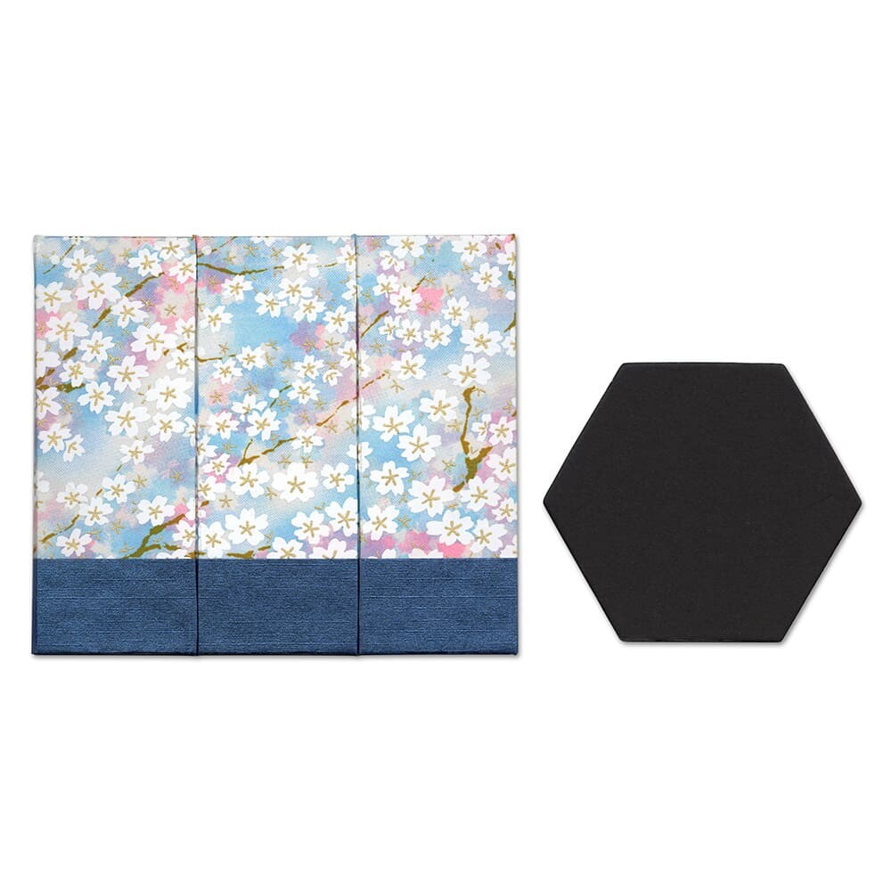 Wagamikoji - Foldable Hexagonal Pen Holder, Cherry Blossom Haze Pattern