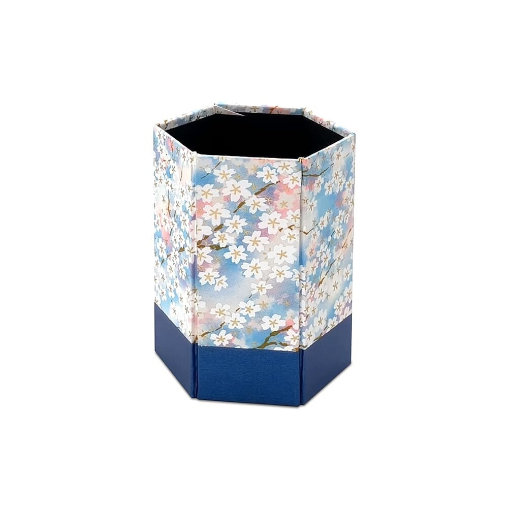 Wagamikoji - Foldable Hexagonal Pen Holder, Cherry Blossom Haze Pattern