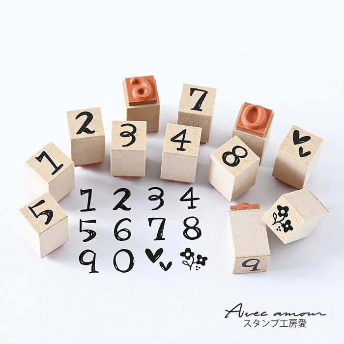 Petit Icon Stamps Numbers and Motifs Set of 12