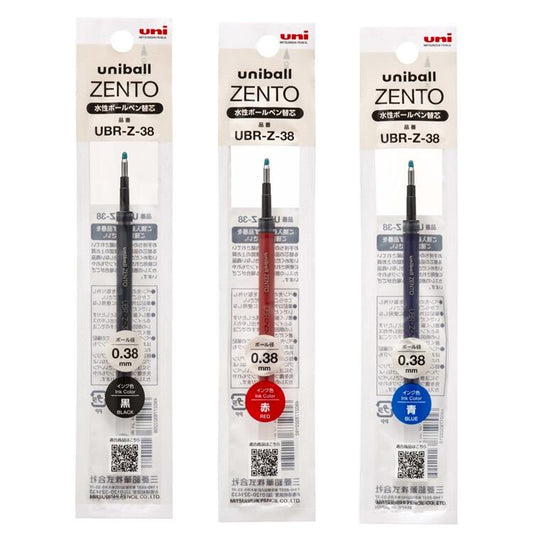 Mitsubishi Uni-Ball Zento Ballpoint Pen Refill Black, Blue, Red 0.38mm