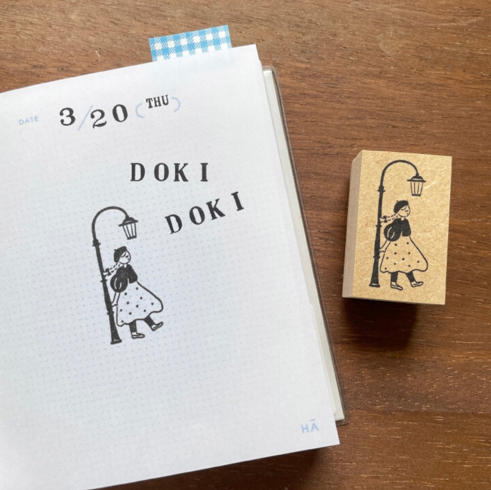 Marle-Chan Illustration Stamp By Street Lamp