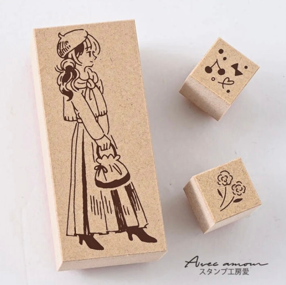 Girls Illustration Stamp