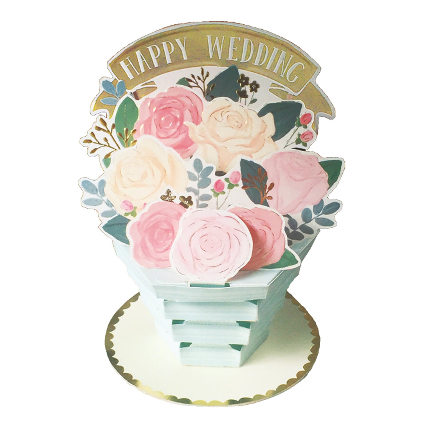 3D Flower Pot Pop-Up Wedding Card