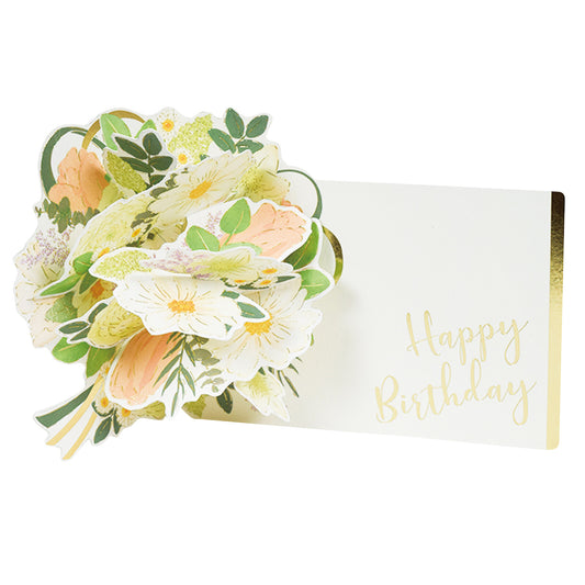 Birthday Flower Pop-Up Card - Green Florals
