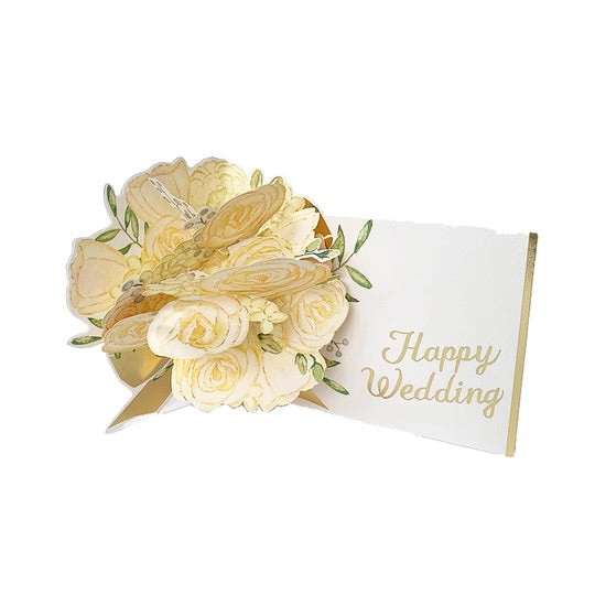 Wedding Flower Pop-Up Card - Light Roses