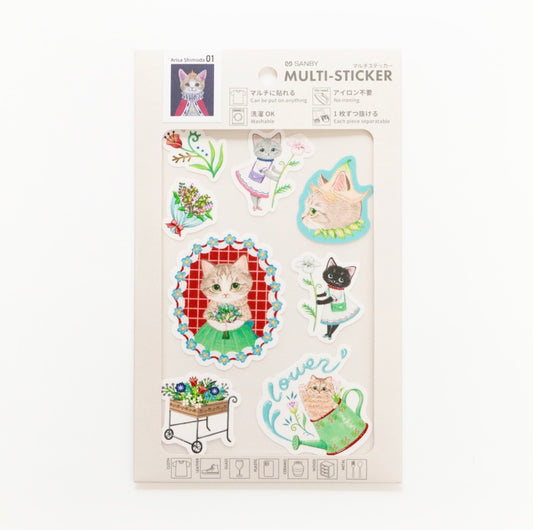 SANBY x Arisa Shimoda Multi-Sticker - Flower and Cat