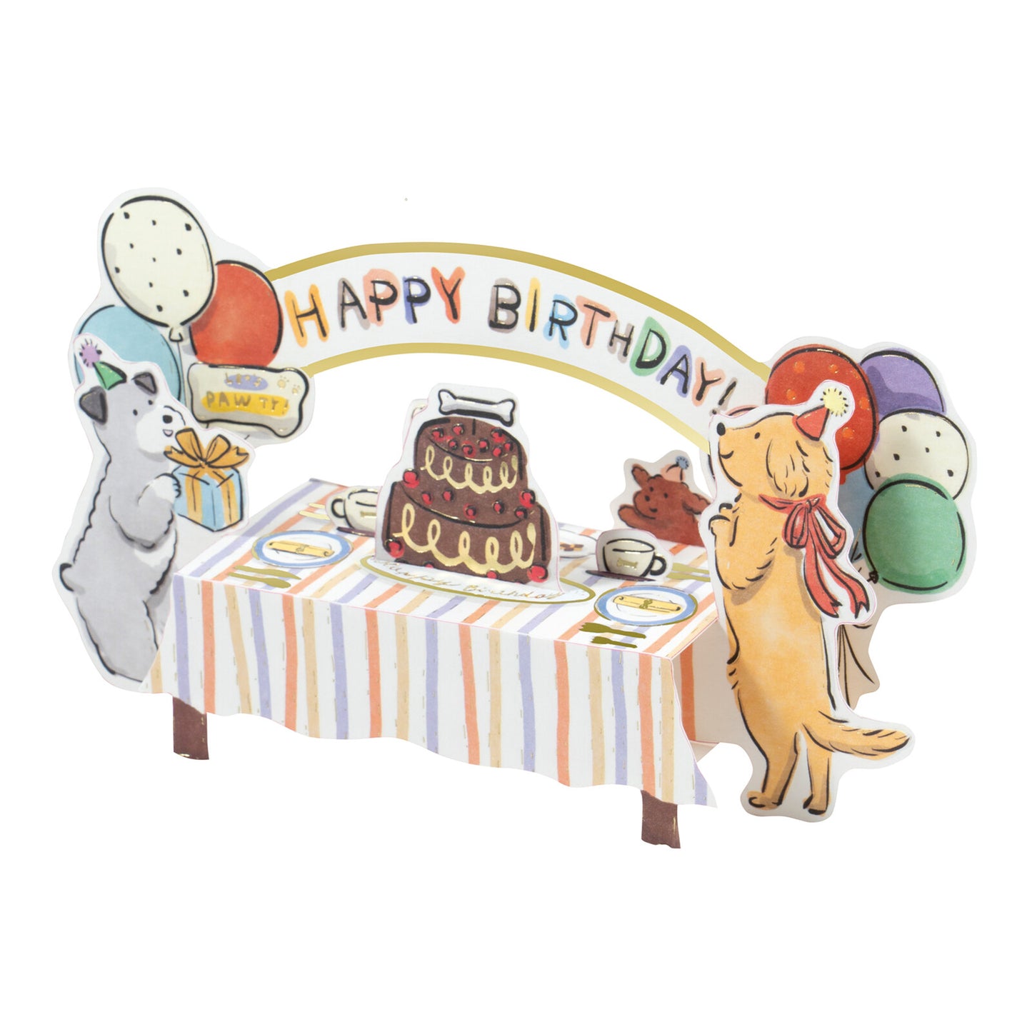 3D Birthday Table Dogs Pop-Up Birthday Card