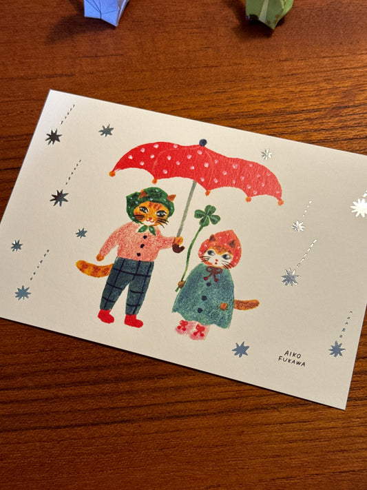 Aiko Fukawa || Cozyca Foil-Stamped Postcard Raindrops