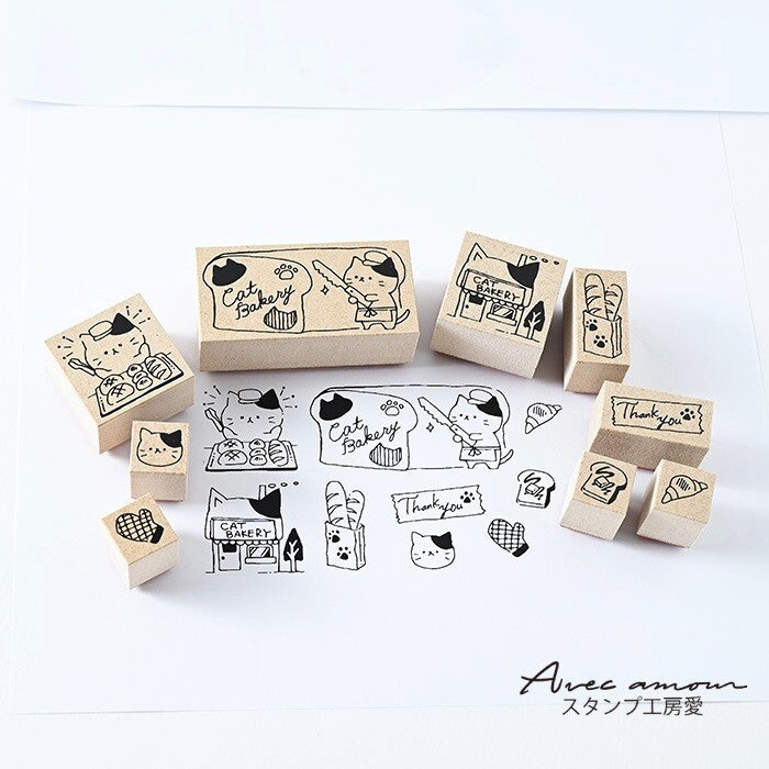 Cat Bakery Wooden Stamp Set
