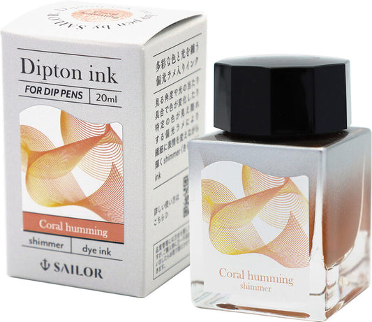 Sailor Dipton Shimmer Bottled Ink for Dip Pens - Coral Humming 20ml
