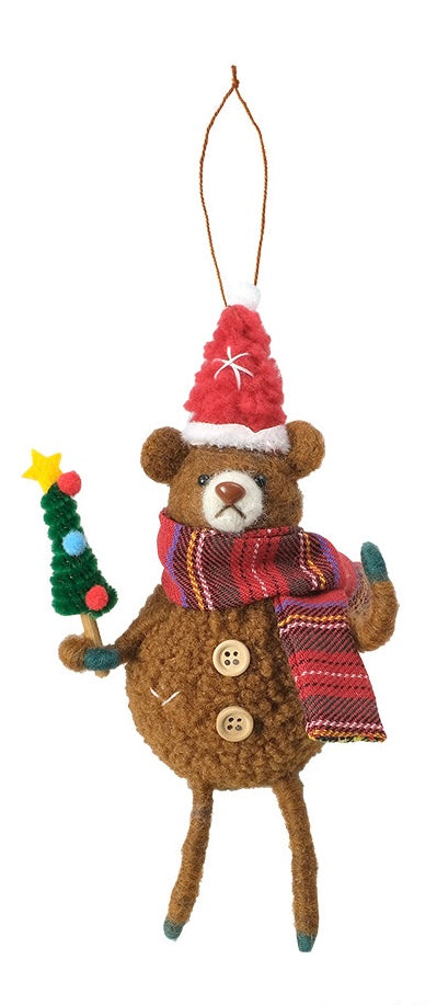 CM1748s Wool Felt Ornament Old Teddy Bear