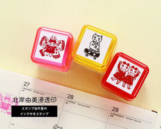Yumi Kitagishi  || Stamp Portable Push-button 3 Types Pre-inked