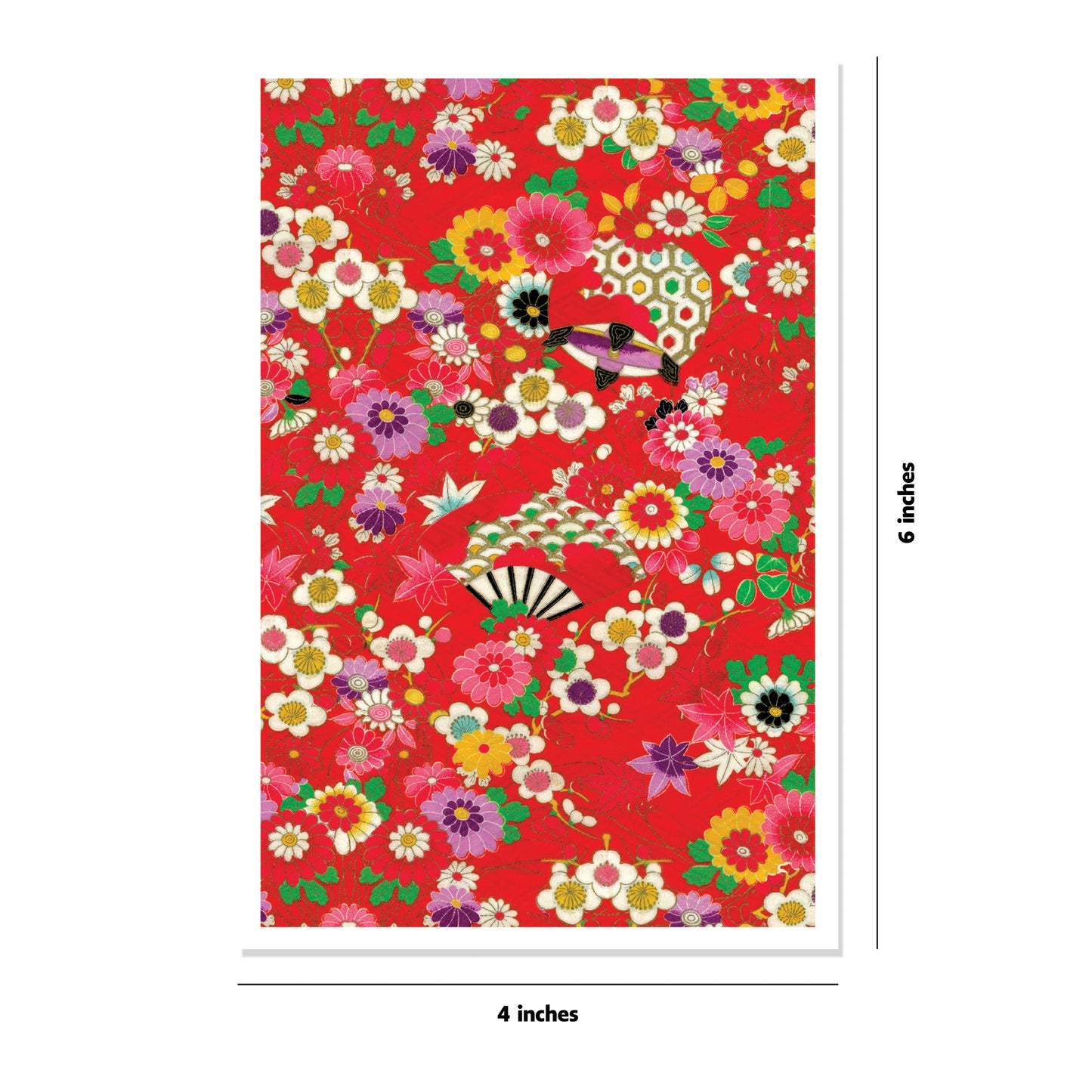 Chiyogami Flowers Embossed Note Cards - 12 Cards
