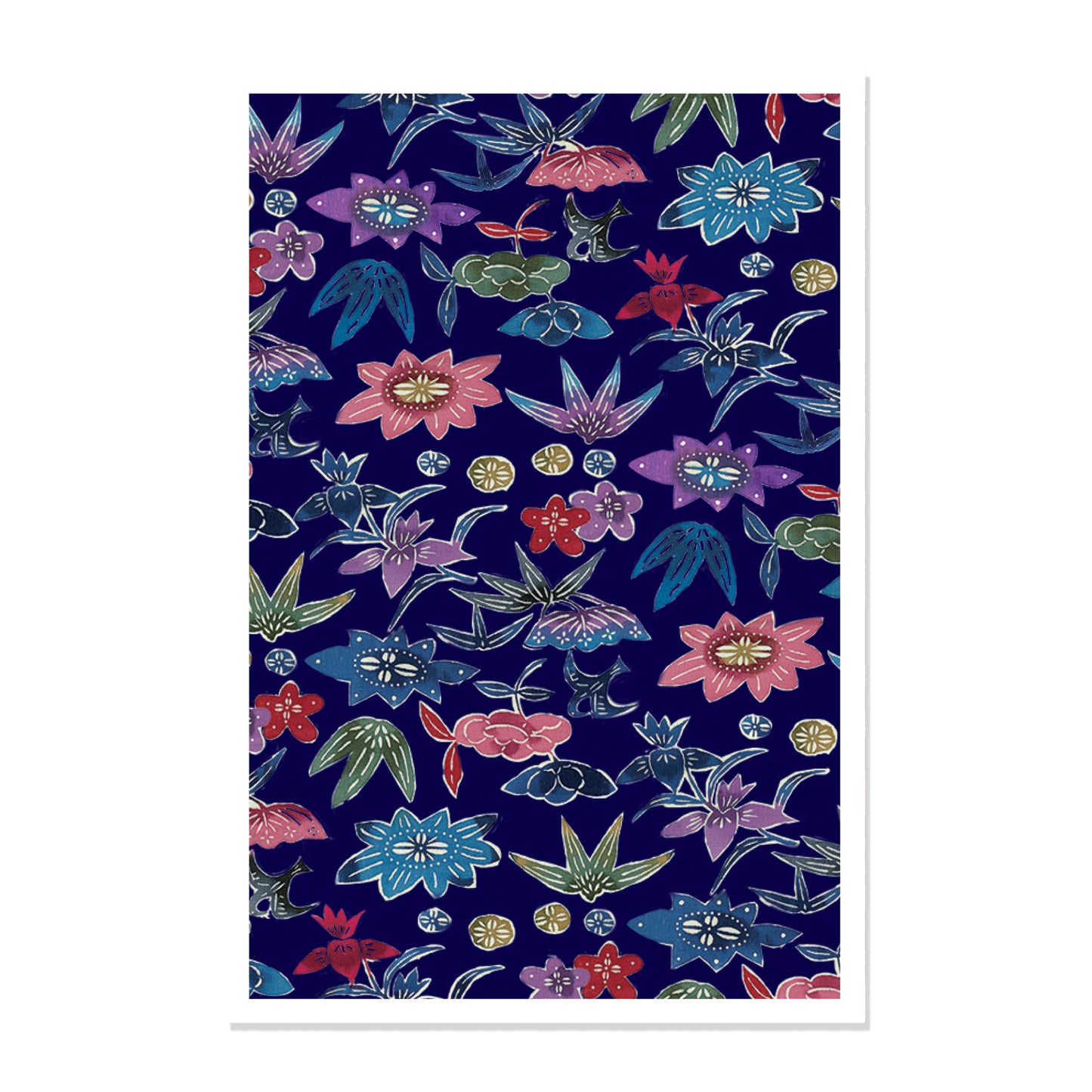 Chiyogami Flowers Embossed Note Cards - 12 Cards
