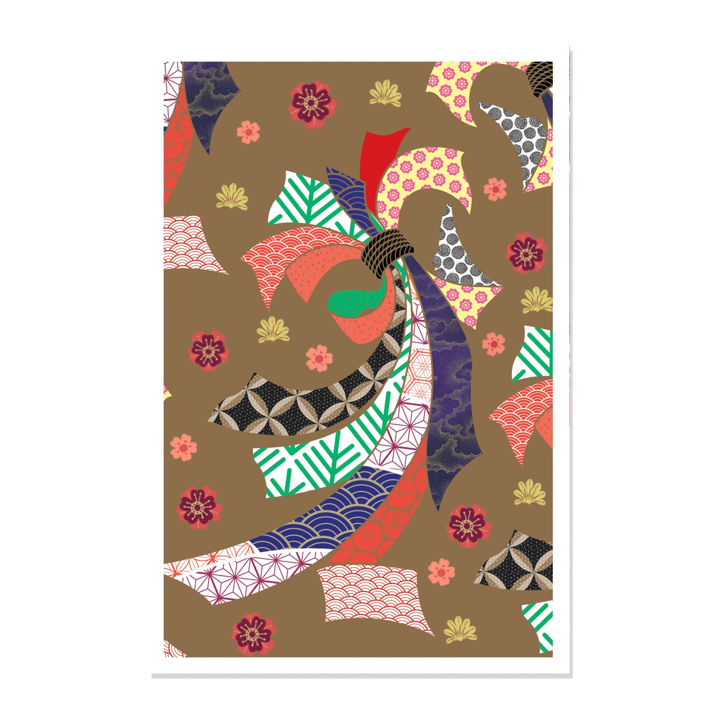 Chiyogami Flowers Embossed Note Cards - 12 Cards