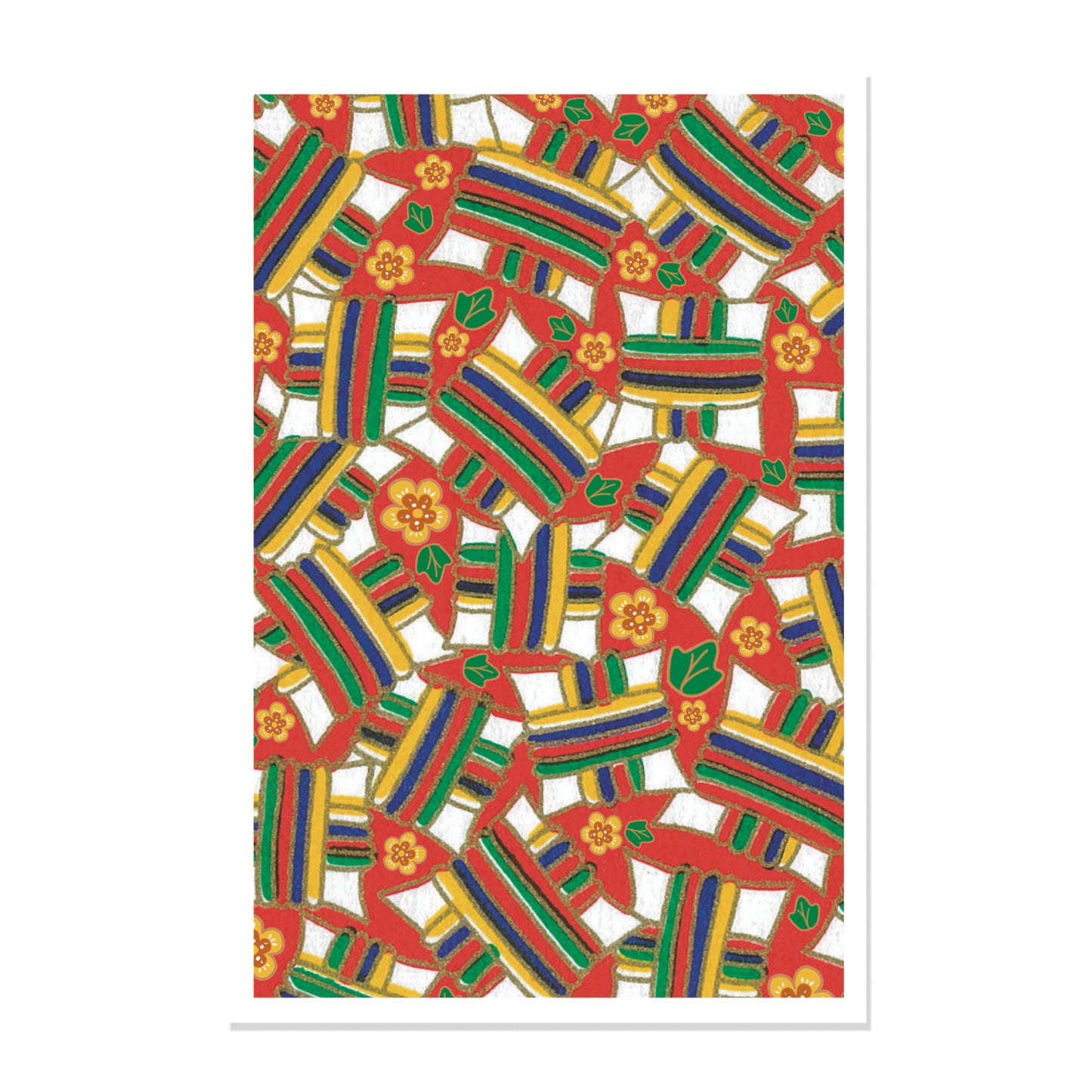 Chiyogami Flowers Embossed Note Cards - 12 Cards