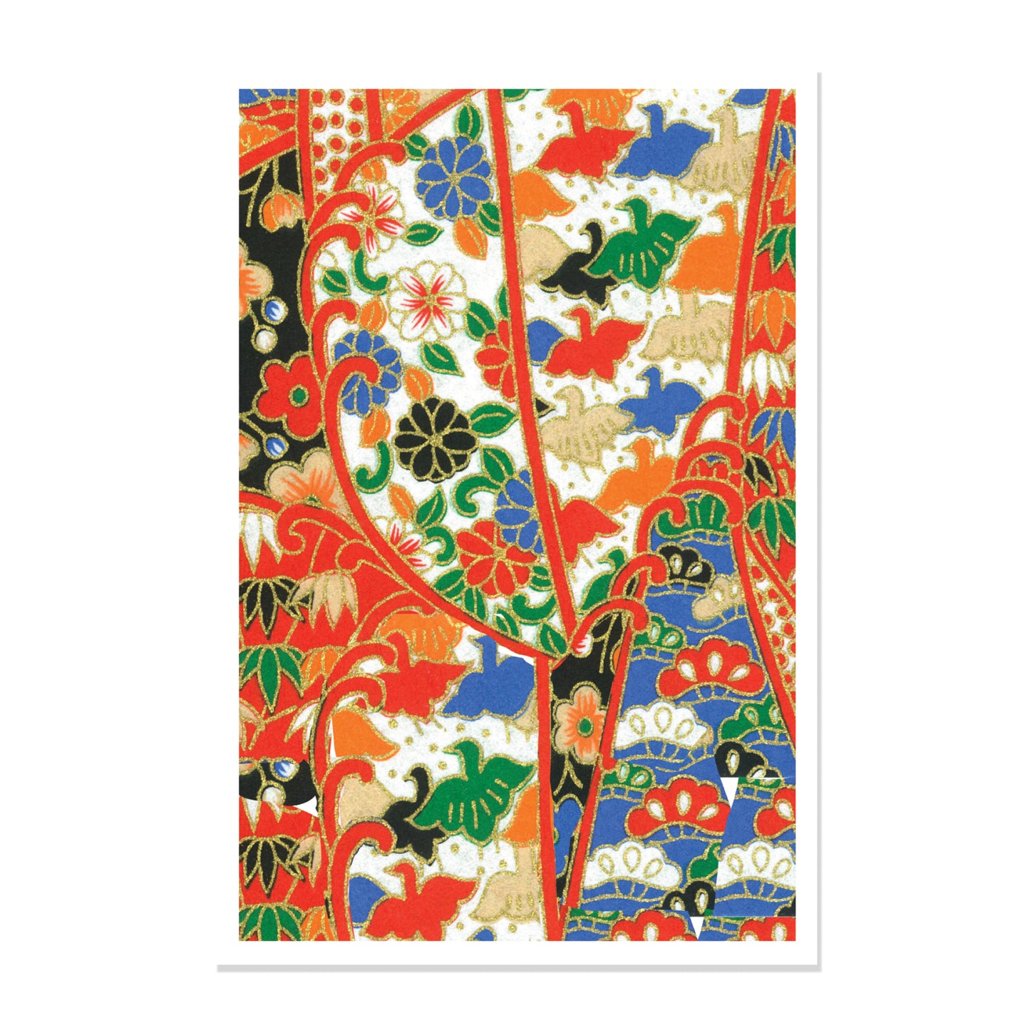 Chiyogami Flowers Embossed Note Cards - 12 Cards