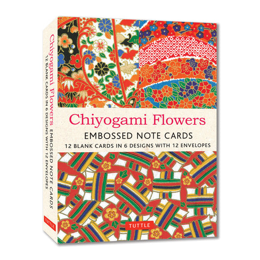 Chiyogami Flowers Embossed Note Cards - 12 Cards