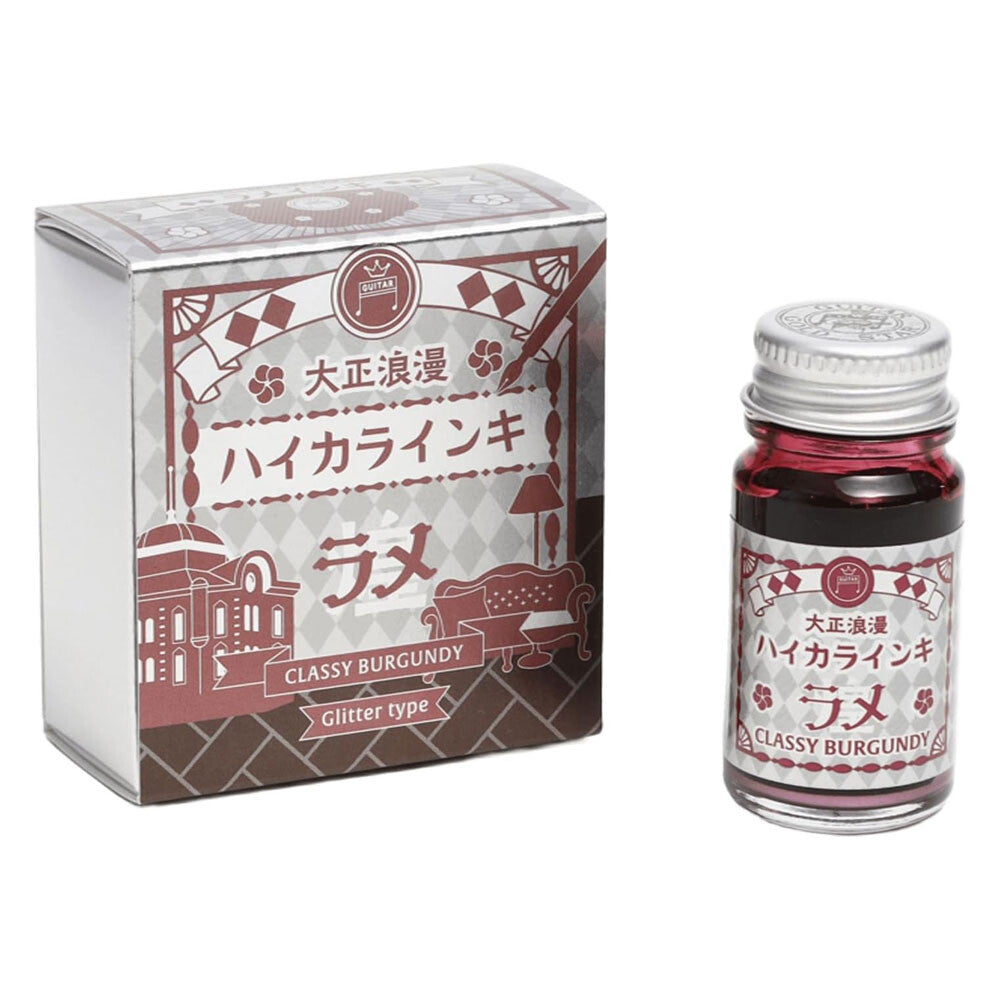 Teranishi Guitar Taisho Glitter Type Bottled Ink for Dip Pens - Classy Burgundy 12ml