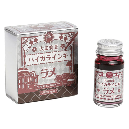 Teranishi Guitar Taisho Glitter Type Bottled Ink for Dip Pens - Classy Burgundy 12ml