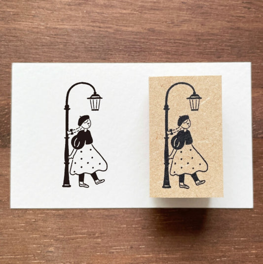 Marle-Chan Illustration Stamp By Street Lamp