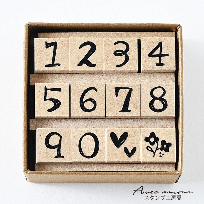 Petit Icon Stamps Numbers and Motifs Set of 12
