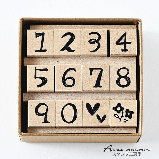 Petit Icon Stamps Numbers and Motifs Set of 12