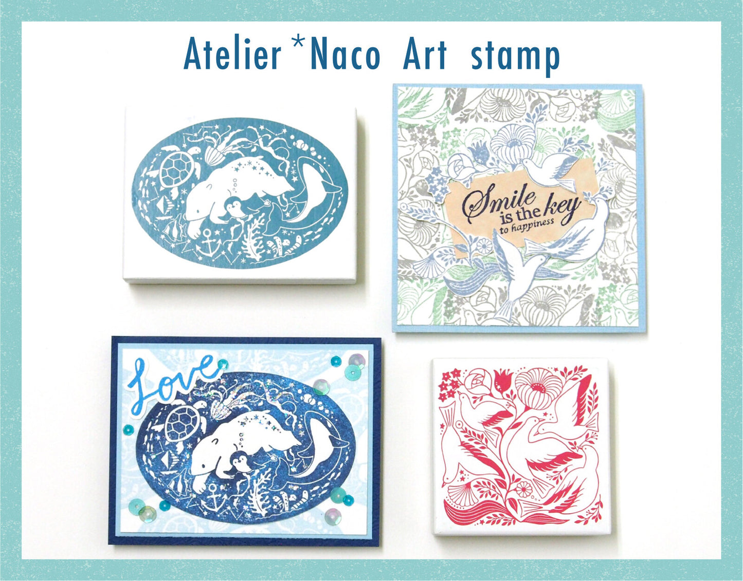 Natsuko Taguchi x Kodomo No Kao Art Wooden Stamp - Animals of the Sea