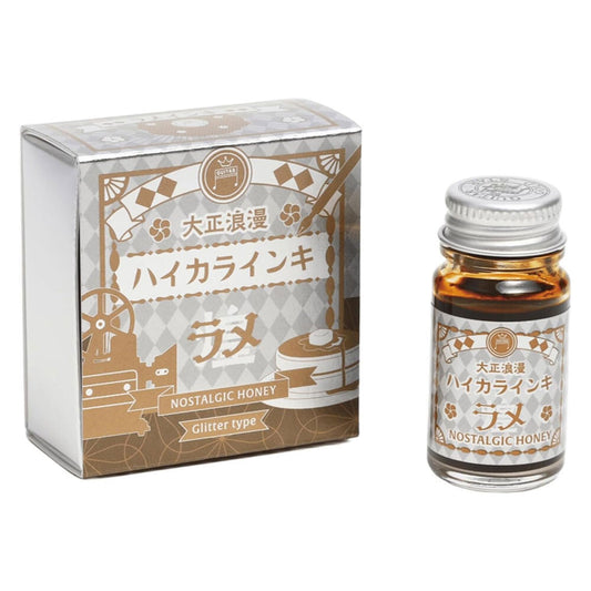 Teranishi Guitar Taisho Glitter Type Bottled Ink for Dip Pens - Nostalgic Honey 12ml