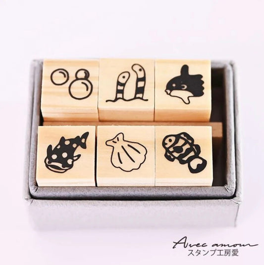 Mini Stamp Set of 6 Sea Friends