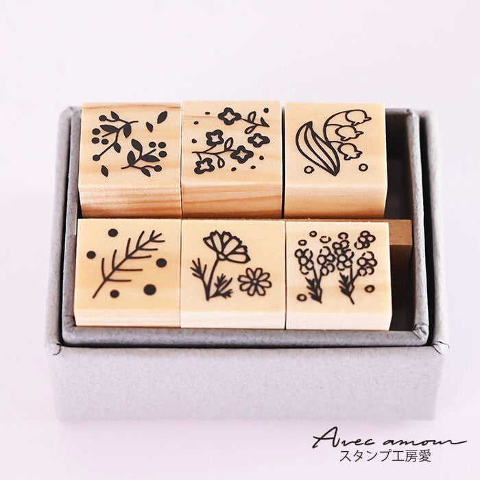 Mini Stamp Set of 6 - Flowers