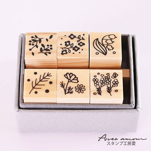Mini Stamp Set of 6 - Flowers
