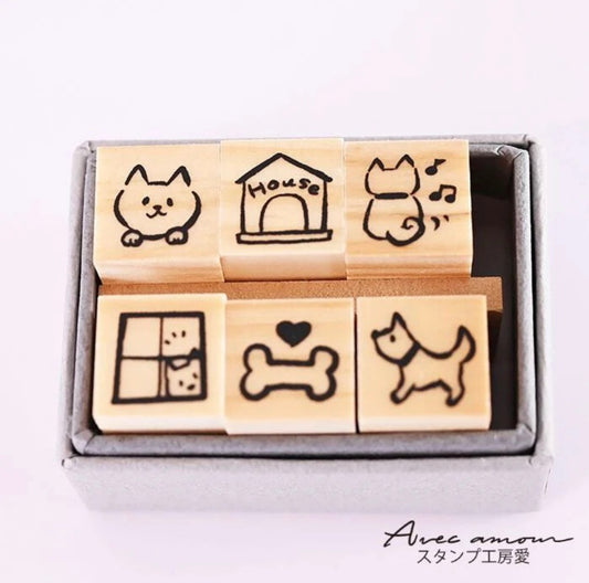 Mini Stamp Set of 6 Dog
