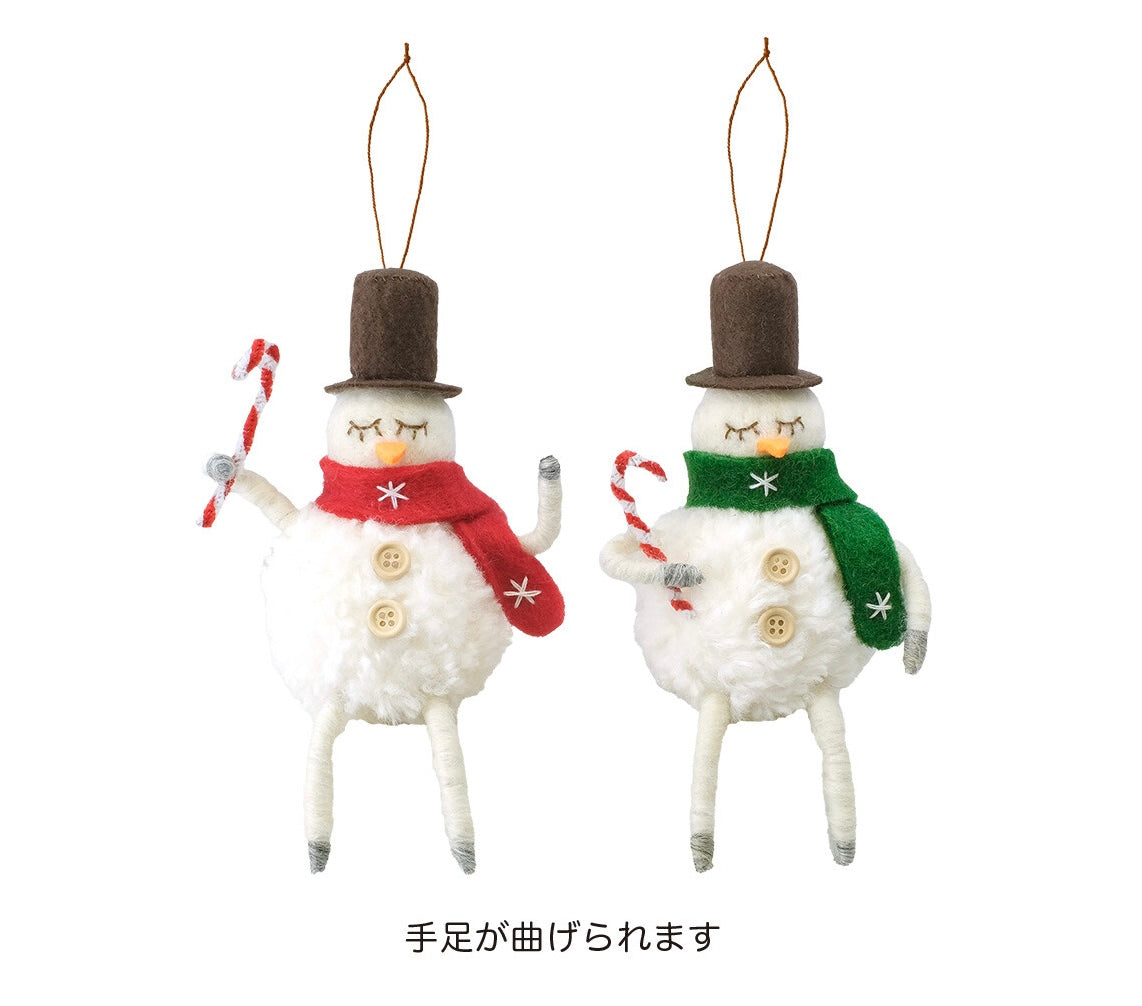 CM1566s Wool Felt Ornament Fluffy Snowman